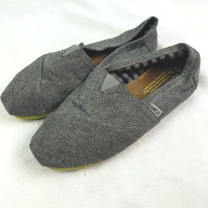Toms Herringbone Tweed Slip On Womens Shoes Size 8 Gray/Black